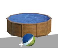 Kit piscine acier aspect bois Gré Sicilia ronde 4,80 x 1,22 m + Bâche hiver