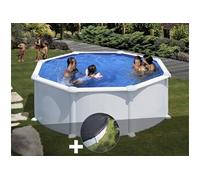 Kit piscine acier blanc Gré Atlantis ronde 3,70 x 1,32 m + Bâche hiver Blanc