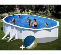 Kit piscine acier blanc Gré Bora Bora ovale 6,34 x 3,99 x 1,22 m + Bâche hiver Blanc G