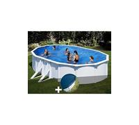 Kit piscine acier blanc Gré Bora Bora ovale 6,34 x 3,99 x 1,22 m + Bâche hiver