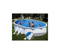 Kit piscine acier blanc Gré Bora Bora ovale 6,34 x 3,99 x 1,22 m + Tapis de sol