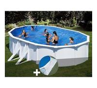 Kit piscine acier blanc Gré Bora Bora ovale 6,34 x 3,99 x 1,22 m + Tapis de sol