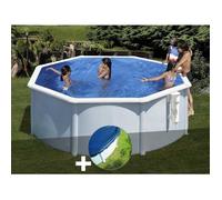 Kit piscine acier blanc Gré Bora Bora ronde 3,20 x 1,22 m + Bâche hiver