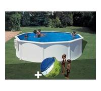 Kit piscine acier blanc Gré Bora Bora ronde 4,80 x 1,22 m + Bâche hiver