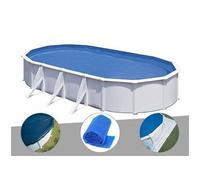 Kit piscine acier blanc Gré Fidji ovale 5,27 x 3,27 x 1,22 m + Bâche hiver + Bâche à bulles + Tapis de sol