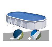 Kit piscine acier blanc Gré Fidji ovale 5,27 x 3,27 x 1,22 m + Bâche hiver + Tapis de sol