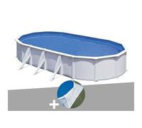 Kit piscine acier blanc Gré Fidji ovale 5,27 x 3,27 x 1,22 m + Tapis de sol