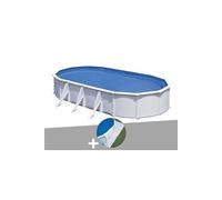 Kit piscine acier blanc Gré Fidji ovale 6,34 x 3,99 x 1,22 m + Tapis de sol Blanc G