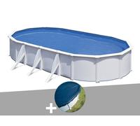 Kit piscine acier blanc Gré Fidji ovale 7,44 x 3,99 x 1,22 m + Bâche hiver