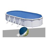 Kit piscine acier blanc Gré Fidji ovale 7,44 x 3,99 x 1,22 m + Bâche hiver Blanc G