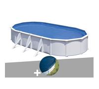 Kit piscine acier blanc Gré Fidji ovale 7,44 x 3,99 x 1,22 m + Bâche hiver