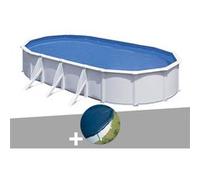 Kit piscine acier blanc Gré Fidji ovale 7,44 x 3,99 x 1,22 m + Bâche hiver Blanc G
