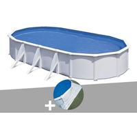 Kit piscine acier blanc Gré Fidji ovale 7,44 x 3,99 x 1,22 m + Tapis de sol