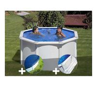 Kit piscine acier blanc Gré Fidji ronde 2,60 x 1,22 m + Bâche hiver + Tapis de sol