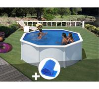 Kit piscine acier blanc Gré Fidji ronde 3,20 x 1,22 m + Bâche à bulles