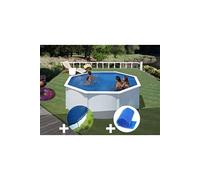 Kit piscine acier blanc Gré Fidji ronde 3,20 x 1,22 m + Bâche hiver + Bâche à bulles