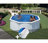 Kit piscine acier blanc Gré Fidji ronde 3,20 x 1,22 m + Tapis de sol