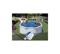 Kit piscine acier blanc Gré Fidji ronde 3,20 x 1,22 m + Tapis de sol