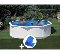 Kit piscine acier blanc Gré Fidji ronde 4,80 x 1,22 m + Bâche à bulles