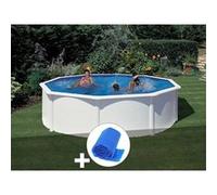 Kit piscine acier blanc Gré Fidji ronde 4,80 x 1,22 m + Bâche à bulles