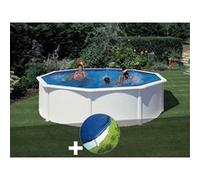 Kit piscine acier blanc Gré Fidji ronde 4,80 x 1,22 m + Bâche hiver
