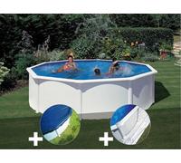 Kit piscine acier blanc Gré Fidji ronde 4,80 x 1,22 m + Bâche hiver + Tapis de sol