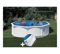 Kit piscine acier blanc Gré Fidji ronde 4,80 x 1,22 m + Tapis de sol
