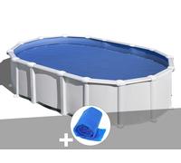 Kit piscine acier blanc Gré Haïti ovale 9,20 x 5,05 x 1,32 m + Bâche à bulles