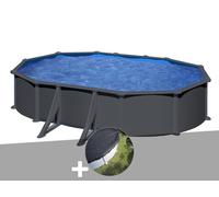Kit piscine acier gris anthracite Gré Juni ovale 5,27 x 3,27 x 1,32 m + Bâche d'hivernage