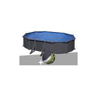 Kit piscine acier gris anthracite Gré Juni ovale 5,27 x 3,27 x 1,32 m + Bâche d'hivernage