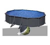 Kit piscine acier gris anthracite Gré Juni ovale 6,34 x 3,99 x 1,32 m + Bâche d'hivernage