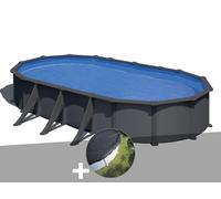 Kit piscine acier gris anthracite Gré Juni ovale 7,44 x 3,99 x 1,32 m + Bâche d'hivernage