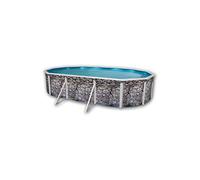 Kit piscine acier NEVADA ovale déco pierre 6.4x3.7x1.2m TOI 8131