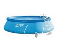 Kit Piscine hors sol autoportante INTEX - Easy Set™ - 457 x 107 cm - Ronde (Pompe, bâche, tapis de sol, échelle) - 26166NP