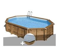 Kit piscine bois Gré Avocado 6,56 x 4,56 x 1,27 m + Bâche hiver