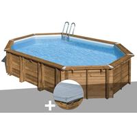Kit piscine bois Gré Avocado 6,56 x 4,56 x 1,27 m + Bâche hiver