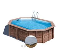 Kit piscine bois Gré Bambu 5,35 x 3,35 x 1,36 m + Bâche hiver