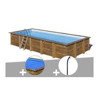 Kit piscine bois Gré Braga 8,15 x 4,20 x 1,46 m + Bâche à bulles + Douche