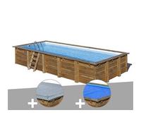 Kit piscine bois Gré Braga 8,15 x 4,20 x 1,46 m + Bâche hiver + Bâche à bulles