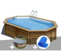 Kit piscine bois Gré Canelle 2 5,35 x 3,35 x 1,17 m + Bâche hiver + Bâche à bulles