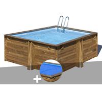 Kit piscine bois Gré Carra 3,05 x 3,05 x 1,19 m + Bâche à bulles