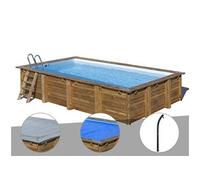 Kit piscine bois Gré Evora 6,20 x 4,20 x 1,33 m + Bâche hiver + Bâche à bulles + Douche