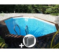 Kit piscine bois Gré Grenade 2 4,36 x 3,36 x 1,17 m + Poolican