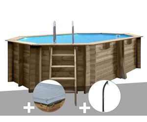 Kit piscine bois Gré Grenade 4,36 x 3,36 x 1,17 m + Bâche hiver + Douche