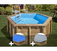 Kit piscine bois Gré Lili 2 Ø 2,80 x 1,07 m + Bâche à bulles + Bâche hiver