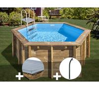 Kit piscine bois Gré Lili 2 Ø 2,80 x 1,07 m + Bâche hiver + Douche