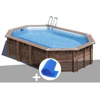 Kit piscine bois Gré Macadamia 6,32 x 3,35 x 1,30 m + Bâche à bulles