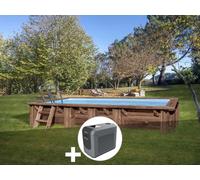 Kit piscine bois Gré Mango 6,18 x 3,20 x 1,33 m + Poolican