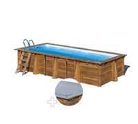 Kit piscine bois Gré Papaya 5,20 x 3,20 x 1,33 m + Bâche hiver