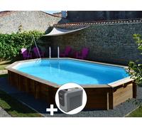 Kit piscine bois Gré Safran 2 6,20 x 3,95 x 1,36 m + Poolican